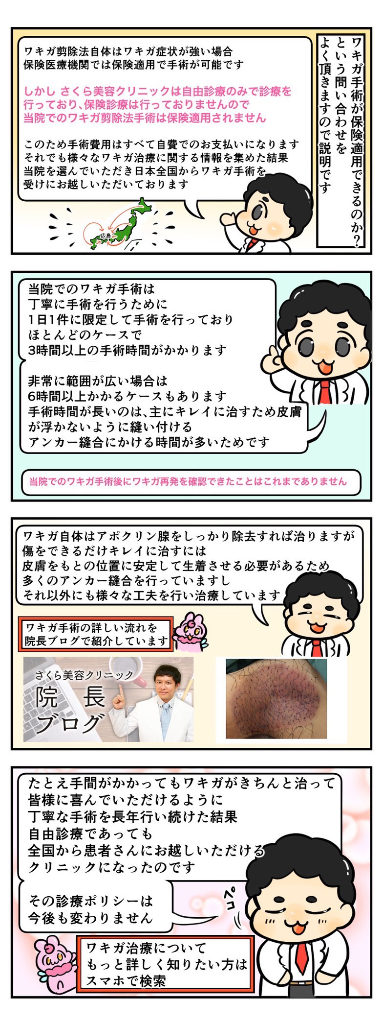 さくら美容クリニックのワキガ手術は保険適用をしておりません