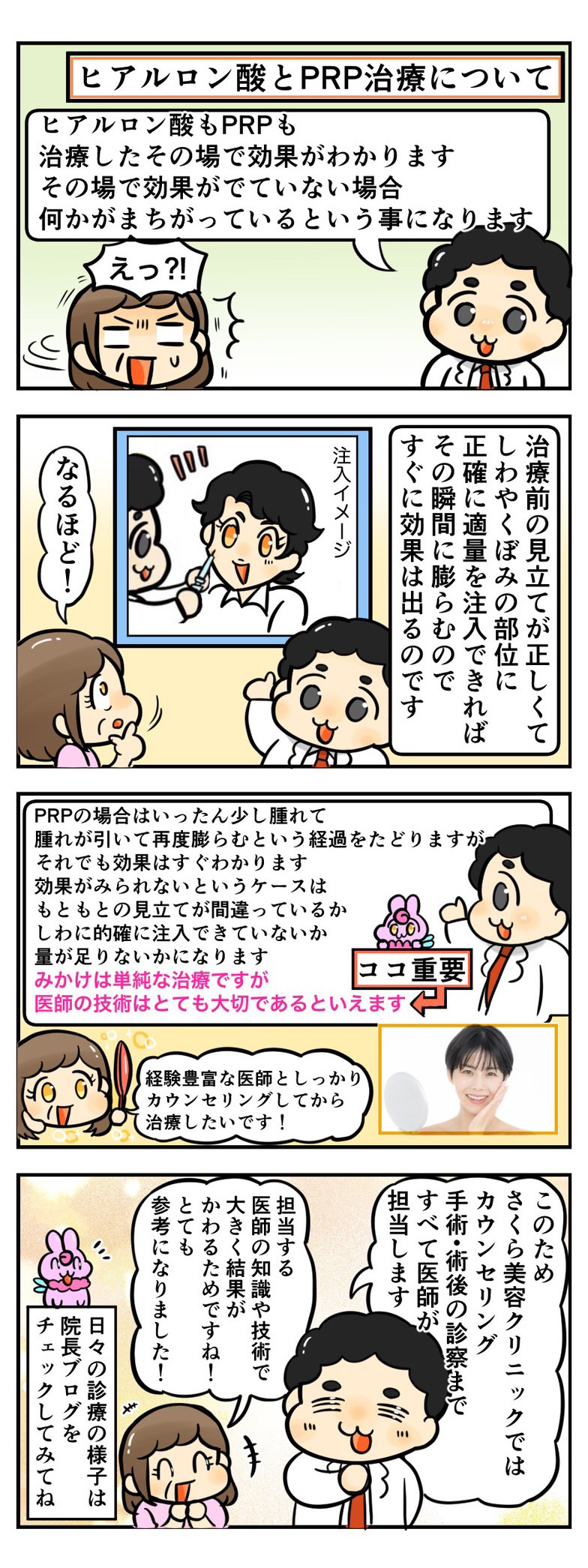 ヒアルロン酸もＰＲＰも効果はすぐにわかります
